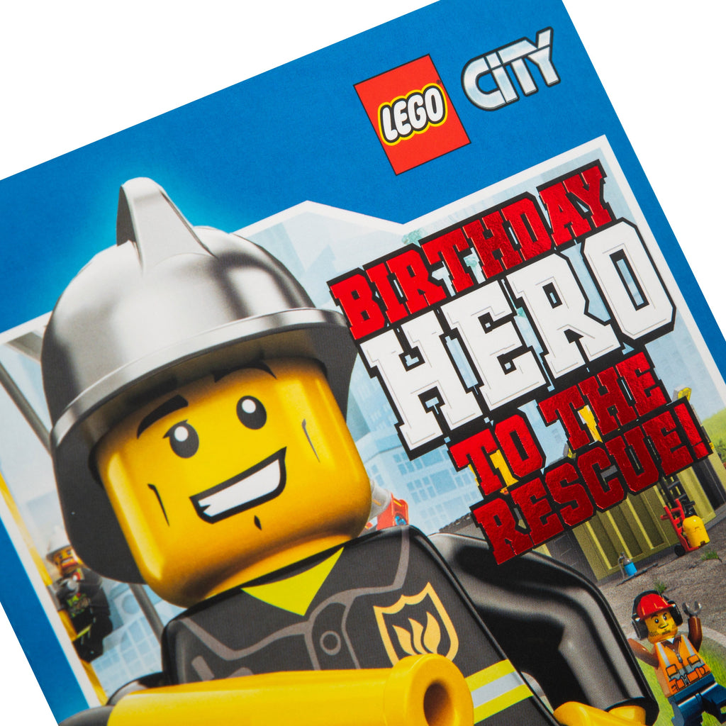 Birthday Card - Lego Fireman Hero Design