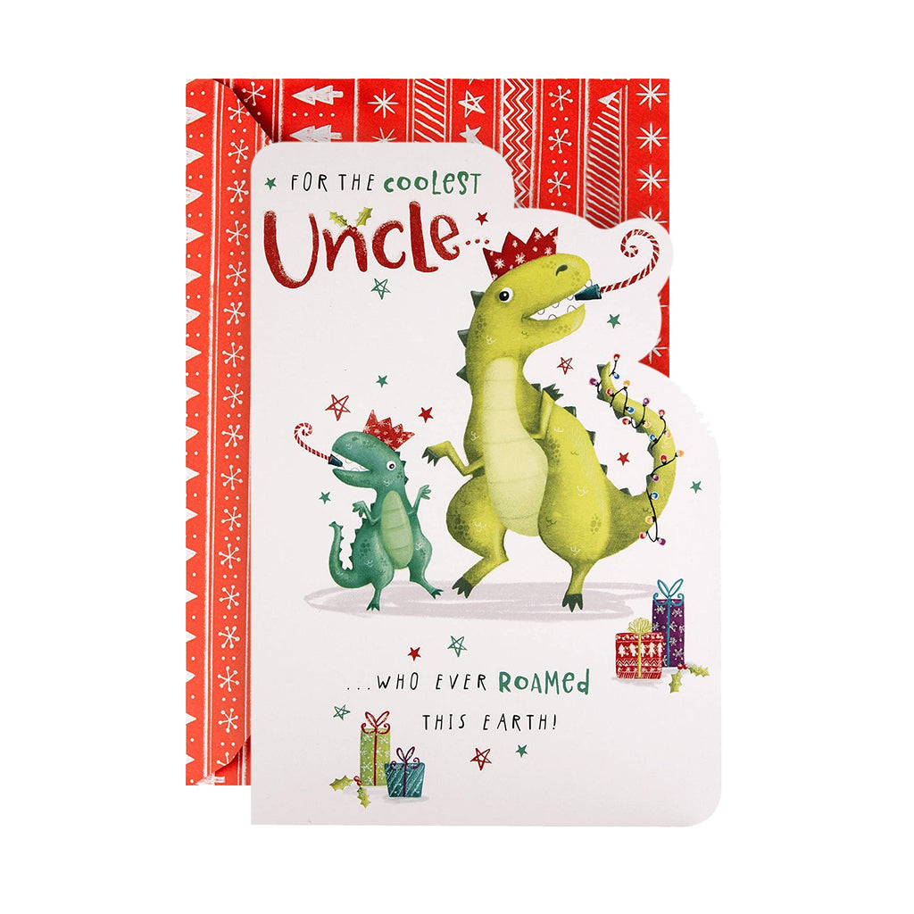 Christmas Card For Uncle - Cute Dinosaur Design