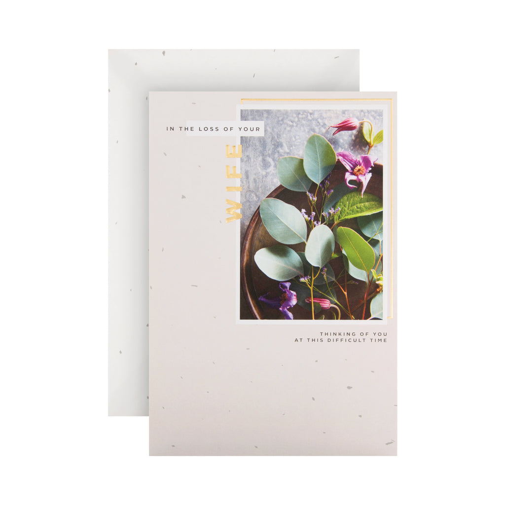 Loss of Wife Sympathy Card -  Contemporary Embossed Photographic Design