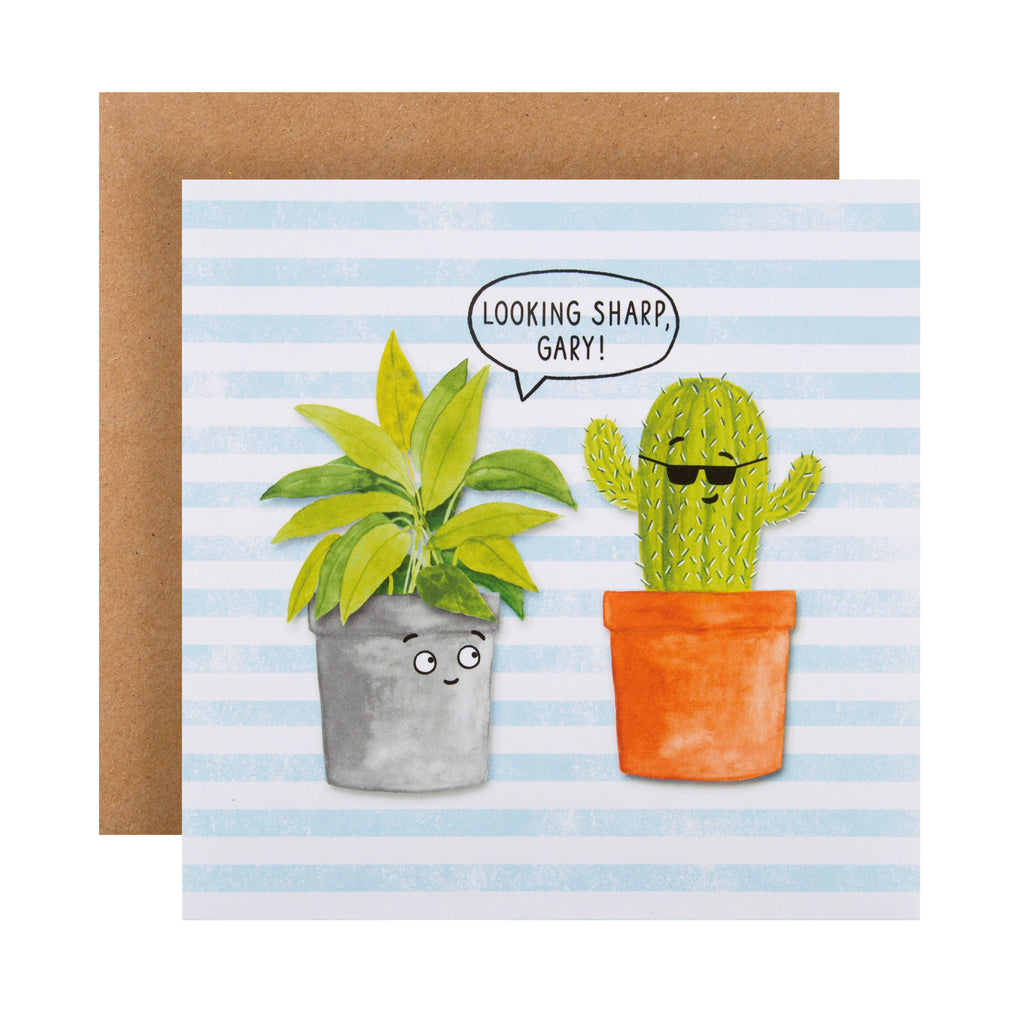 Any Occasion Card  - Cartoon Style 'Pump Up the Pun' Cactus Design