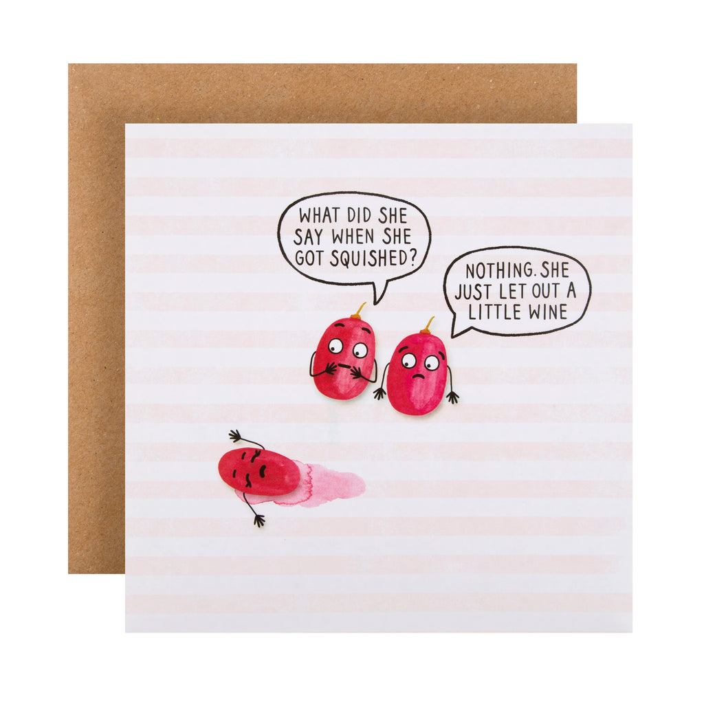 Any Occasion Card  - Cartoon Style 'Pump Up the Pun' Grape Design