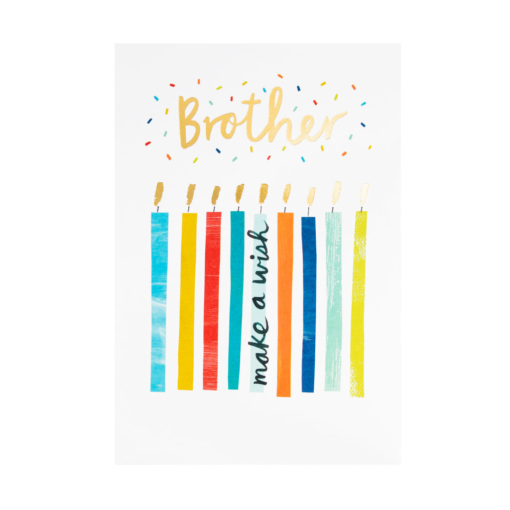 Birthday Card for Brother - Colourful Contemporary Candle Design