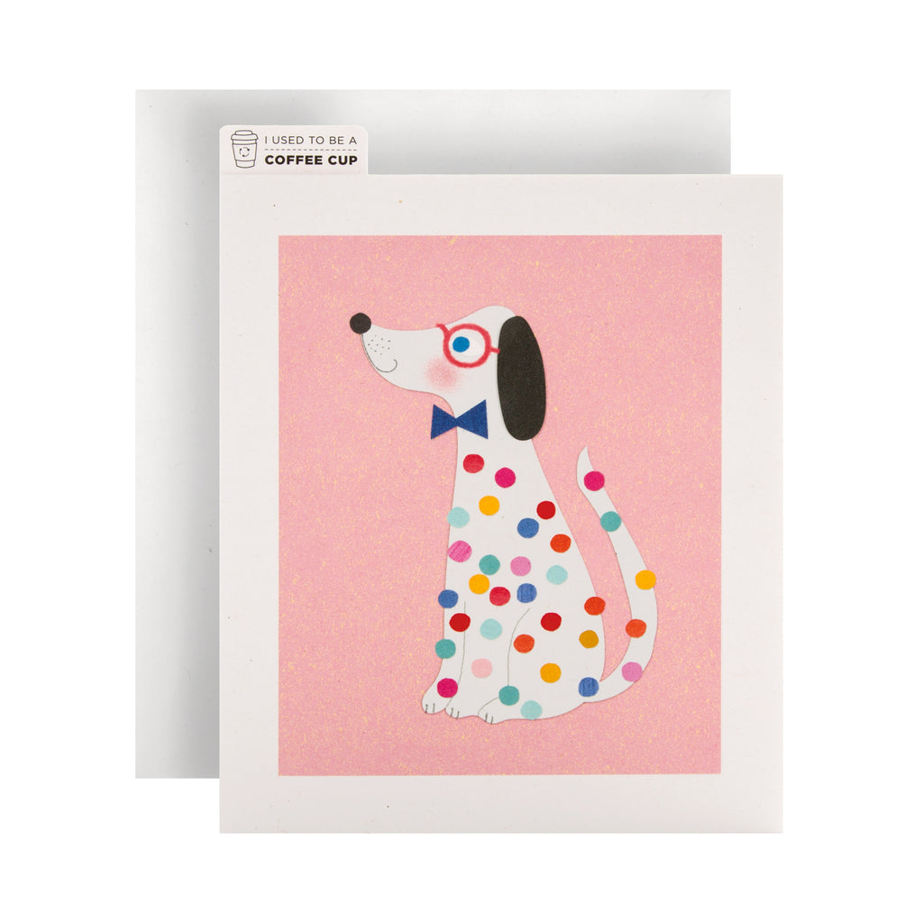 Any Occasion Blank Card - Colourful Spotty Dog Cupcycled Design