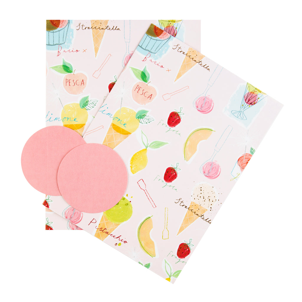 Multi-Occasion Wrapping Paper and Gift Tag Duo Pack - Fruits and Ice Creams