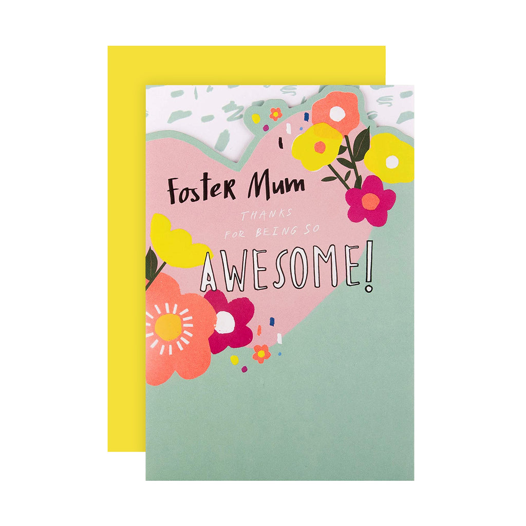 Recyclable Mother's Day Card for Foster Mum - Contemporary Die-cut Floral Design