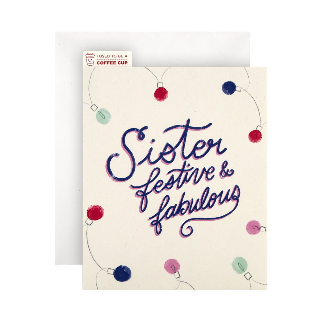Christmas Card for Sister - Contemporary Croppers CupCycled™ Festive Lights Design