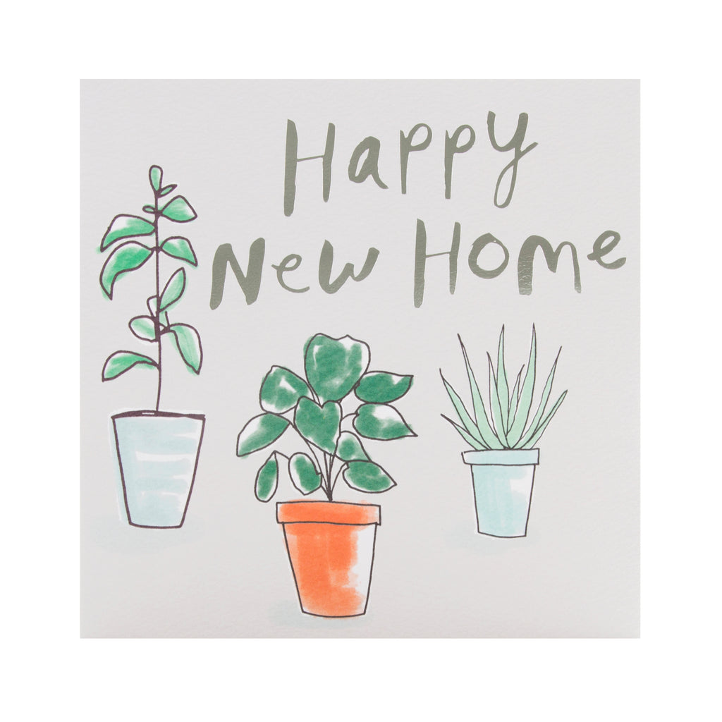 New Home Congratulations Card  - Pot Plants Design
