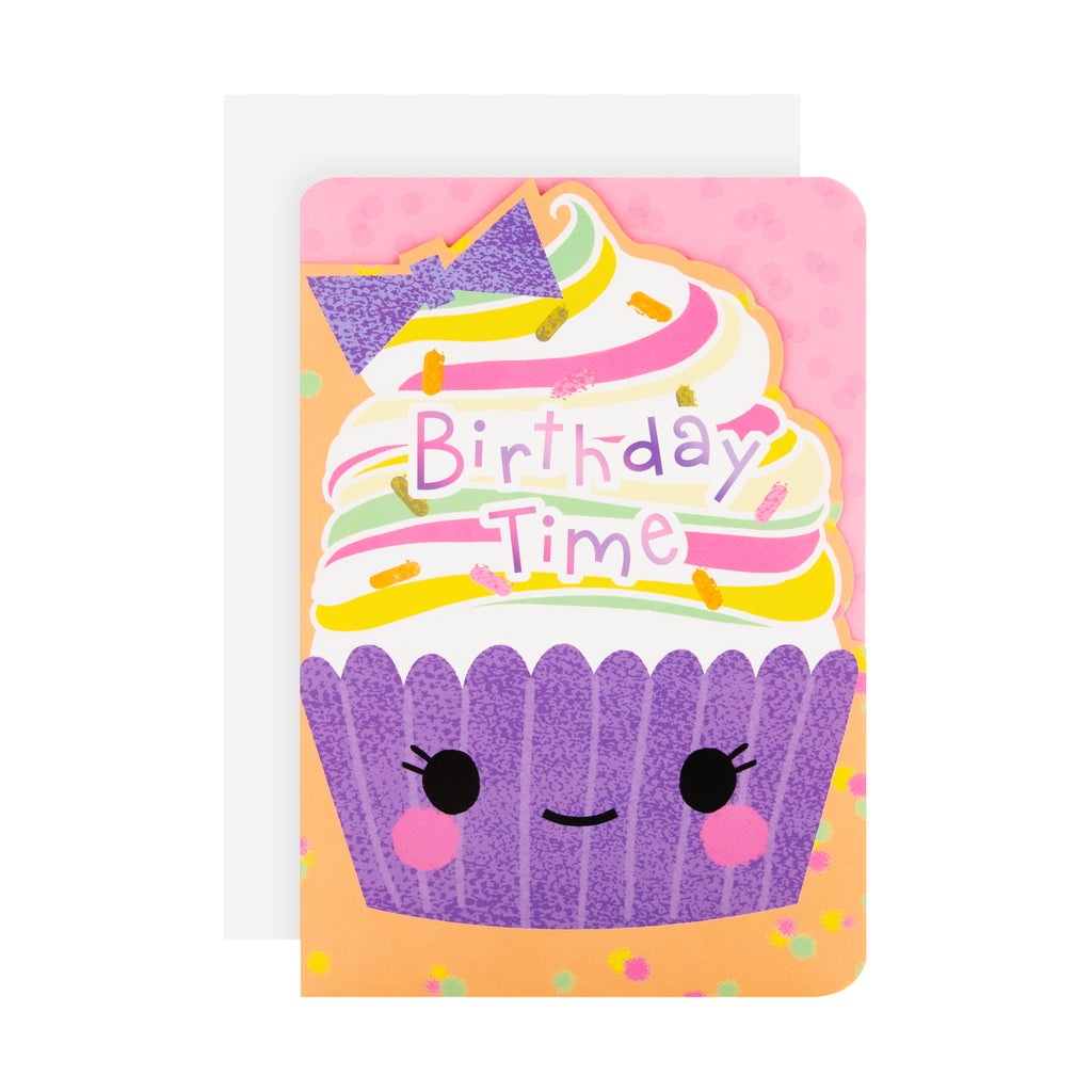 Kids Birthday Card - Cute Die-cut Cupcake Design