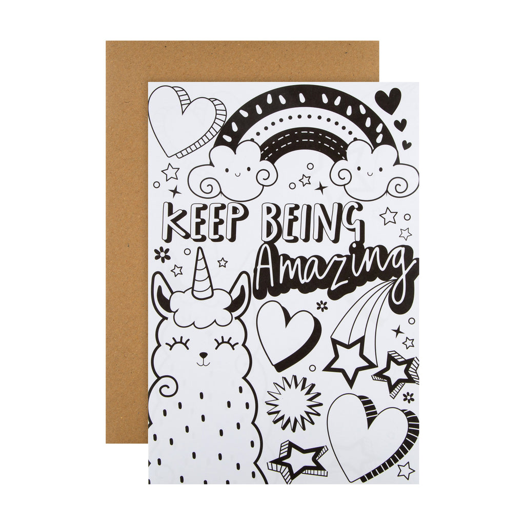 Kids' Any Occasion Card - 'Colour-it-Yourself' Crayola Collection Hearts and Rainbows Design