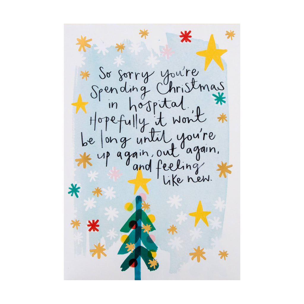 Get Well Soon Christmas Card - 'State of Kind' Special Star Design with Gold Foil