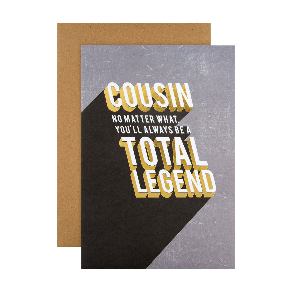 Multi-Occasion Charity Card for Cousin - Contemporary Text Based Design in Partnership with Andy's Man Club