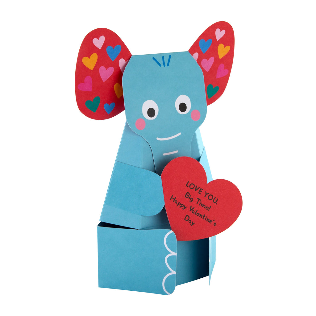 3D Valentine's Day Card for the One I Love - Cute Elephant Design