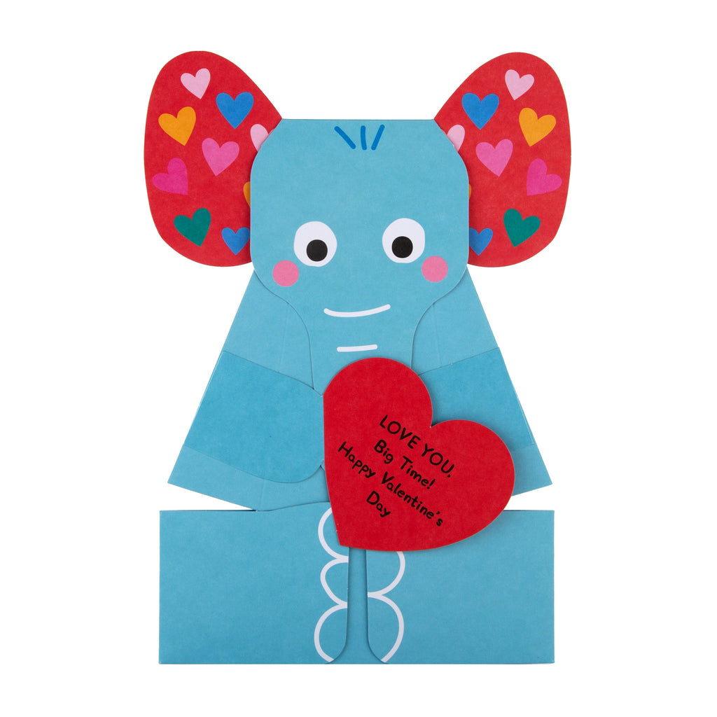 3D Valentine's Day Card for the One I Love - Cute Elephant Design