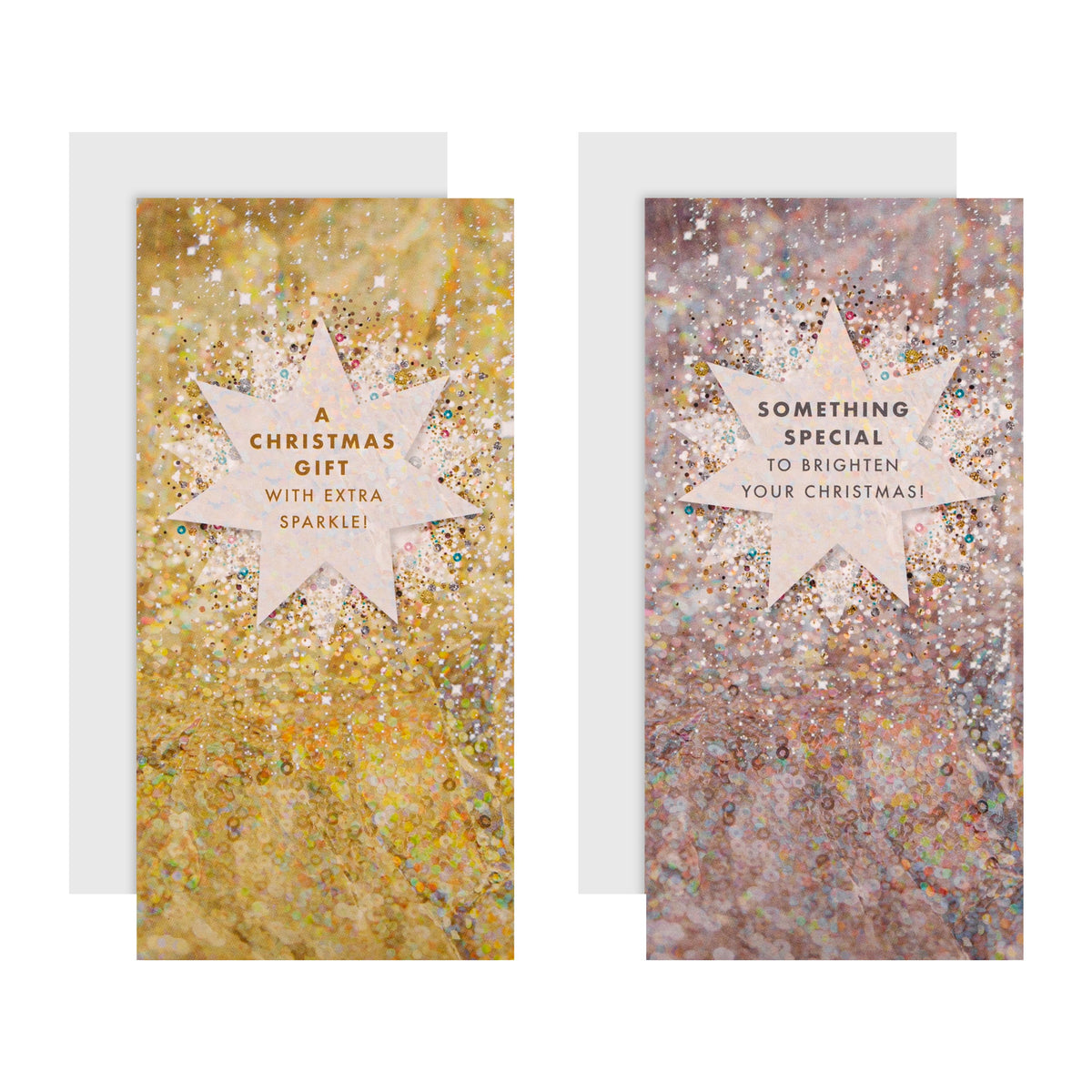 Christmas Money Wallet Pack 4 Cards in 2 Sparkling Star Designs