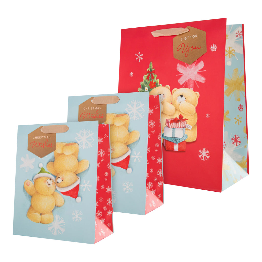 Christmas Gift Bag Pack - 3 Bags in 2 Cute Forever Friends  Designs