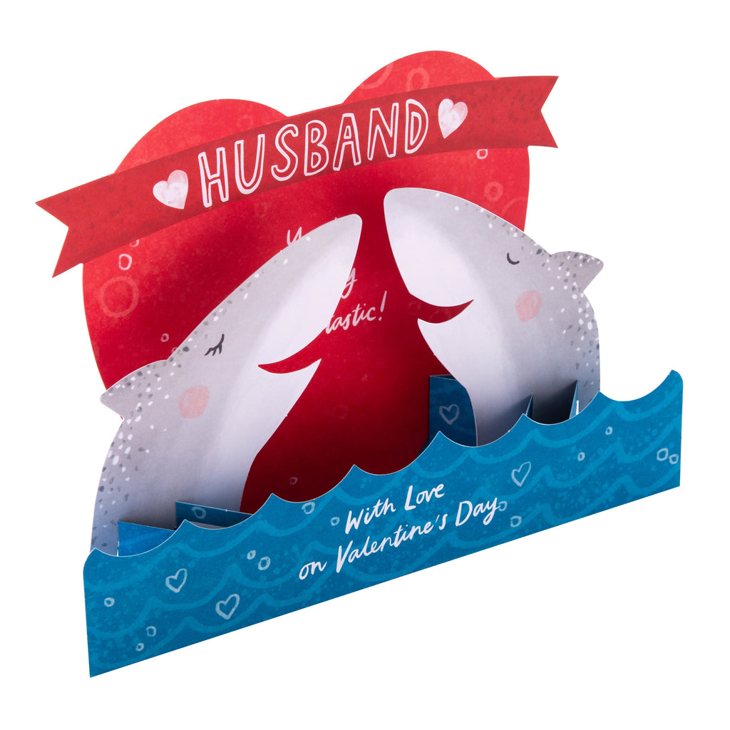 Valentine Card for Husband - Funny 3D Shark Design