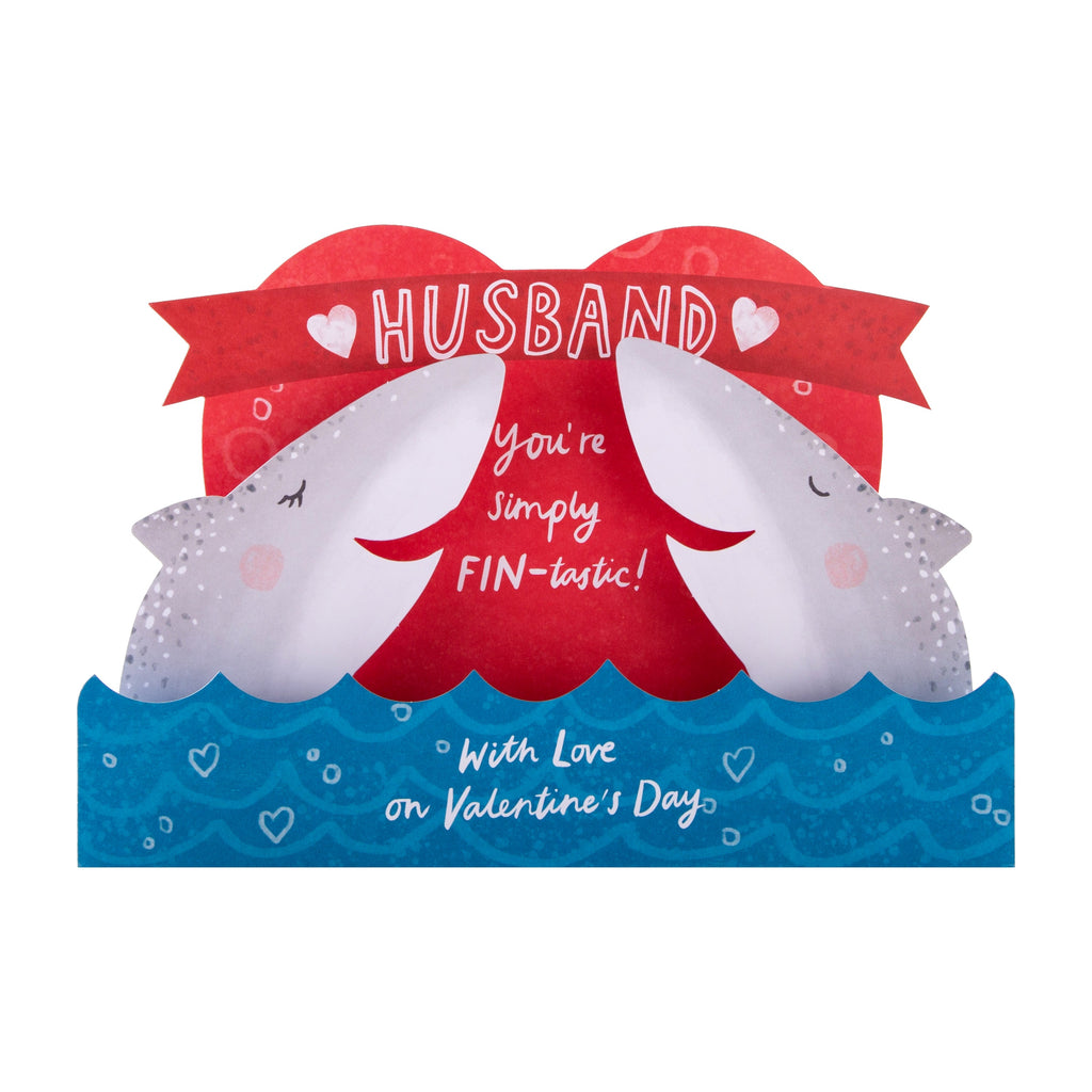 Valentine Card for Husband - Funny 3D Shark Design