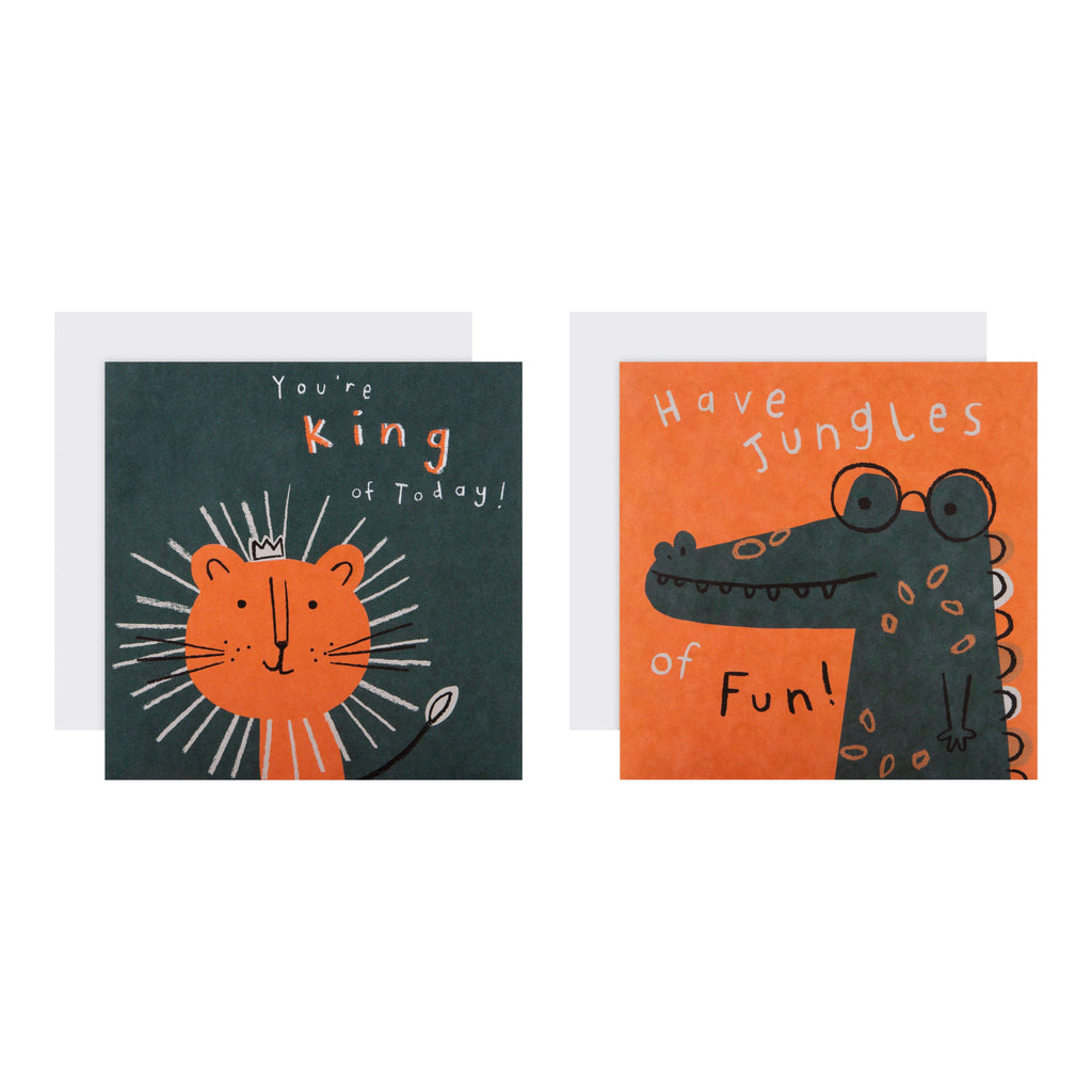 Pack of Kids Birthday Cards - 10 Cards in 2 Fun Animal Designs