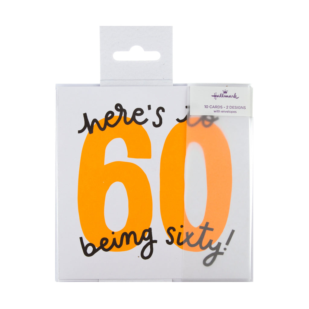 60th Birthday Party Invitations - Pack of 10 in 2 Designs