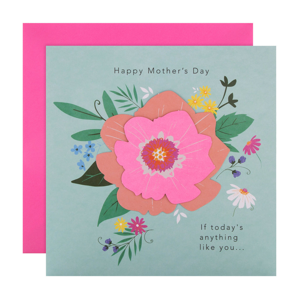 Contemporary Mother's Day Card - Bright Flower Design with 3D Add On