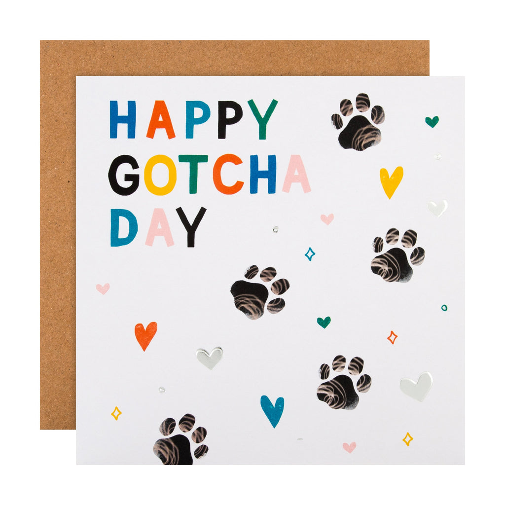 New Pet Congratulations Card - Cute Design with Silver Foil