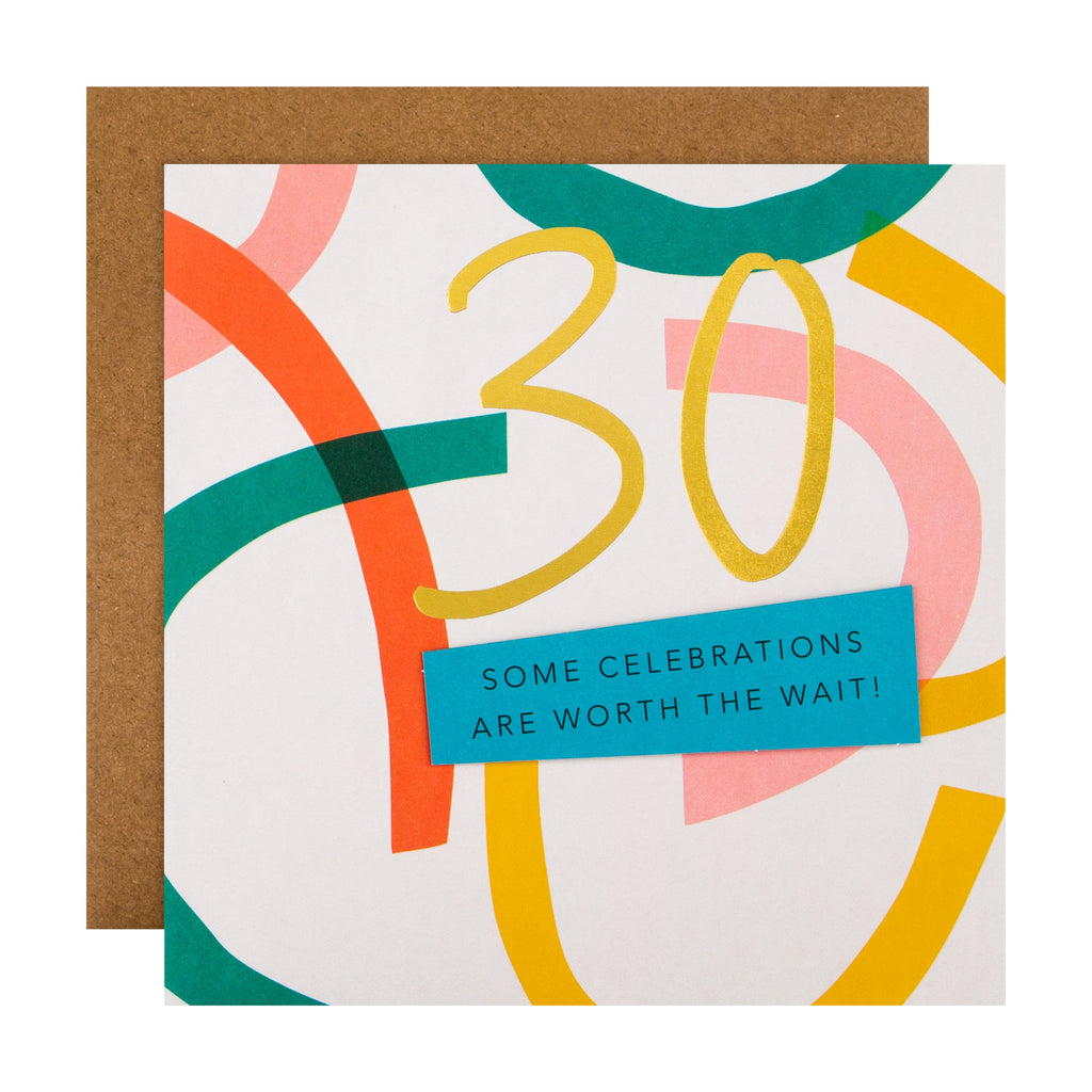 30th Birthday Card - Contemporary Design with 3D Add On