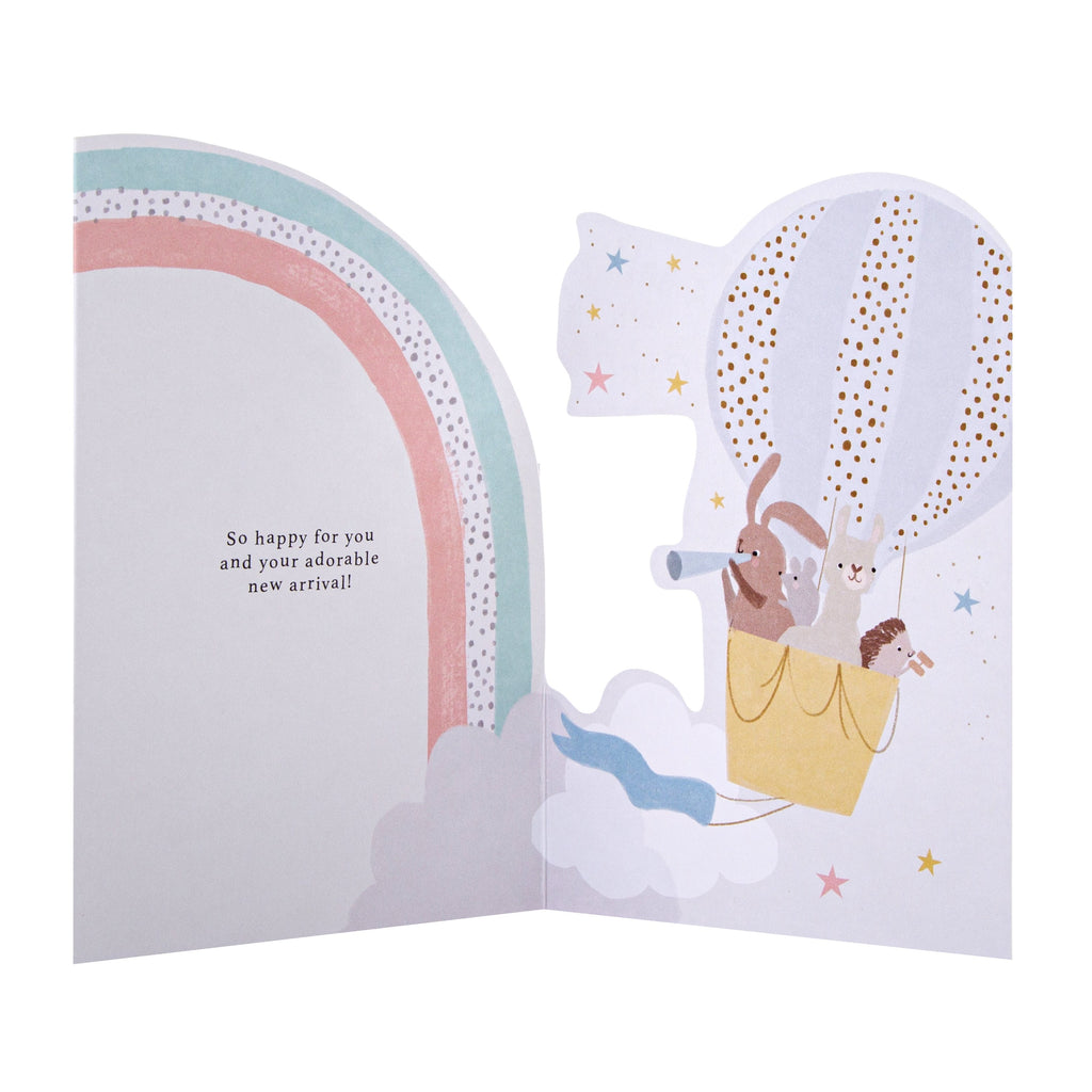 Baby Girl Birth Congratulations Card - Cute 3-Fold Die-cut Design