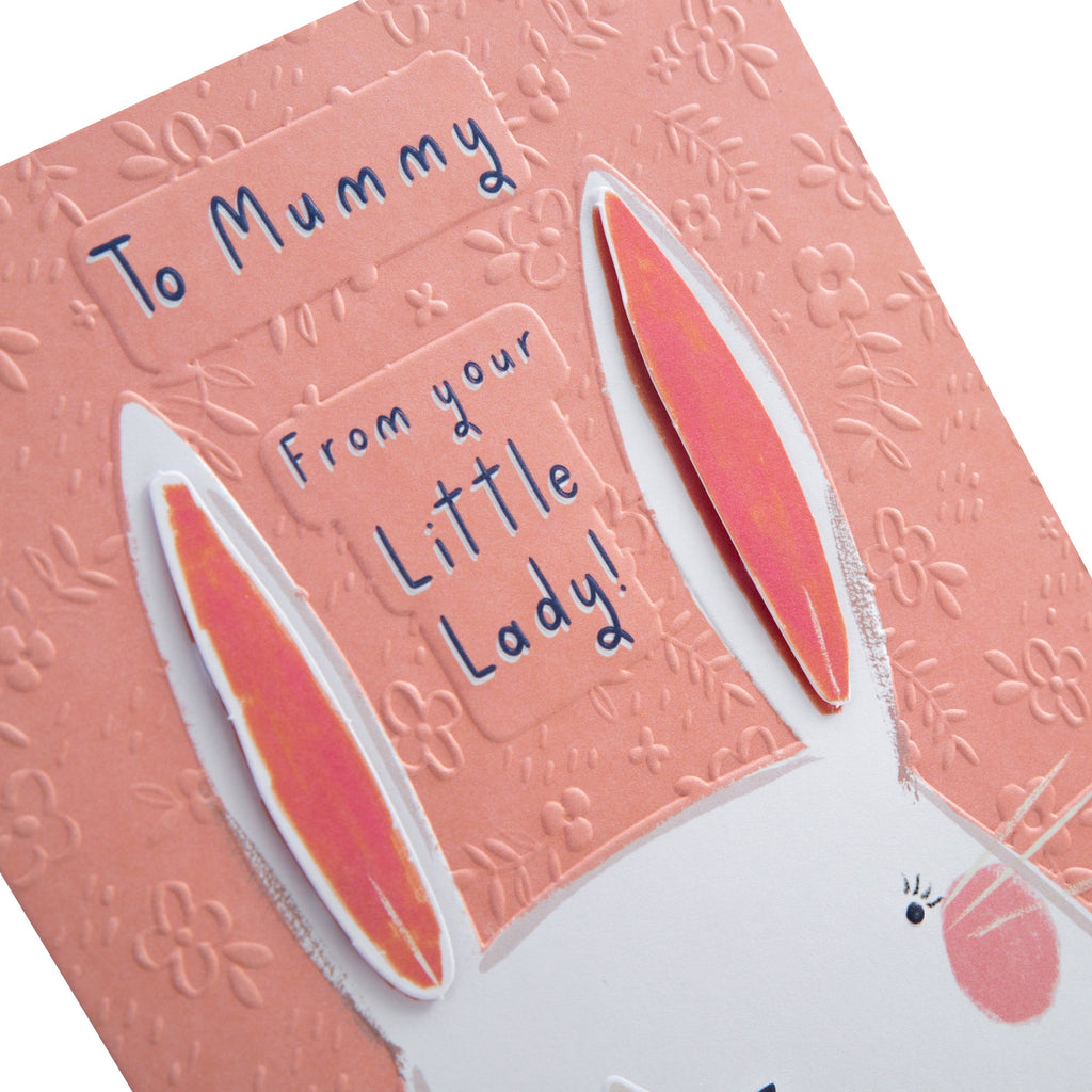 Mother's Day Card for Mummy from Daughter - Cute Illustrated Bunny Design with 3D Add Ons