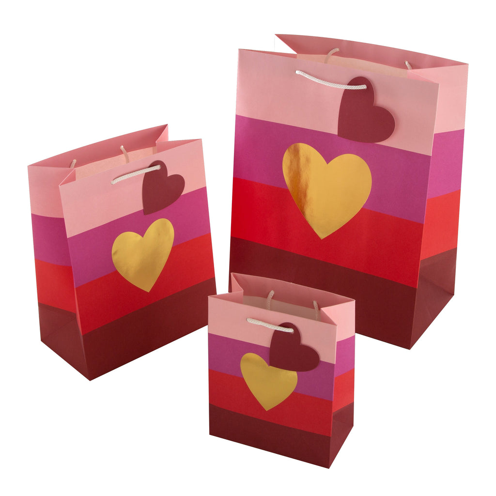 Love Hearts Gift Bag Bundle - 3 Bags in 1 Contemporary Design