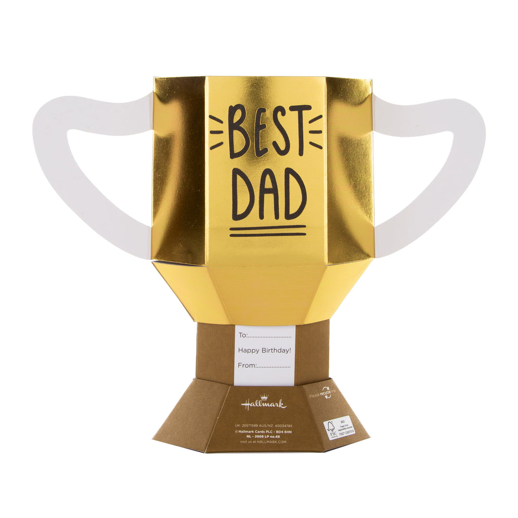 Birthday Card for Dad - 3D 'Best Dad' Trophy Design