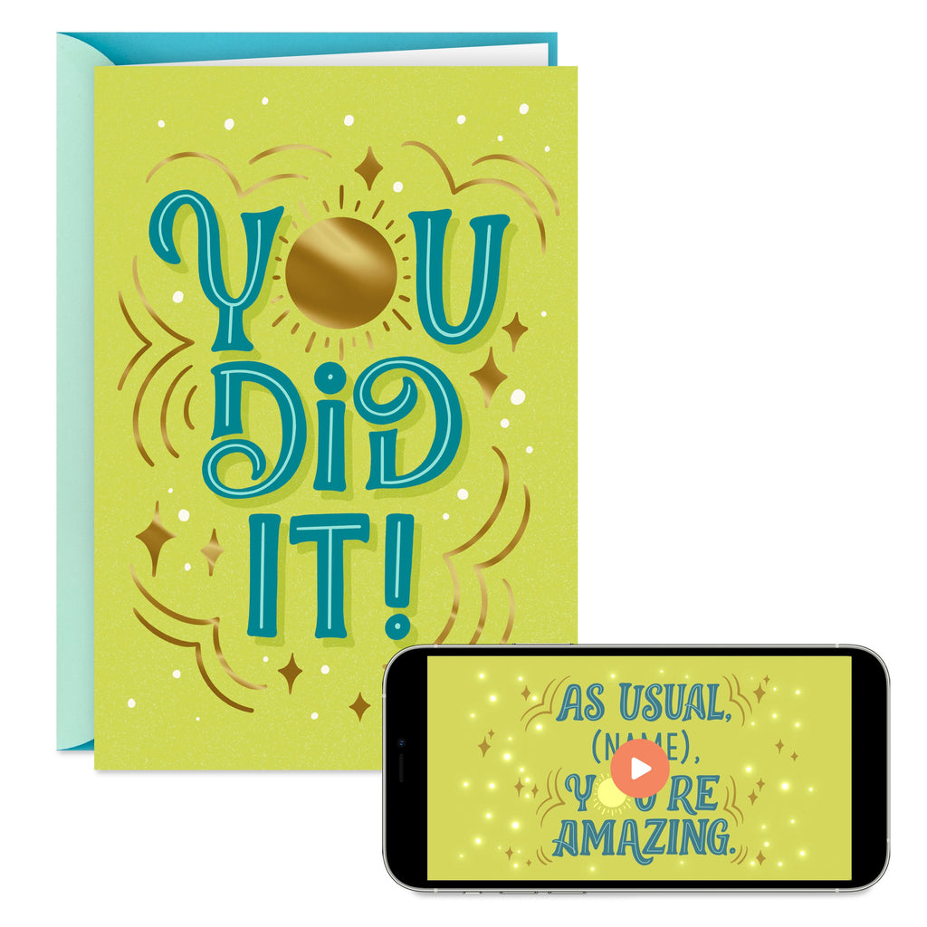 Video Greetings Congratulations Card - 'You Did It' Design