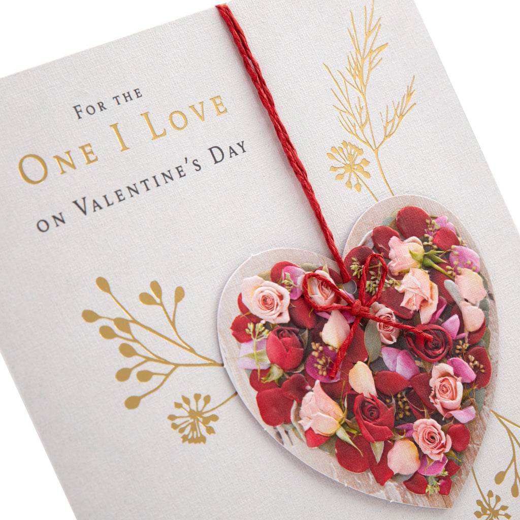 Valentine's Day Card for One I Love - Traditional Floral Heart Design 