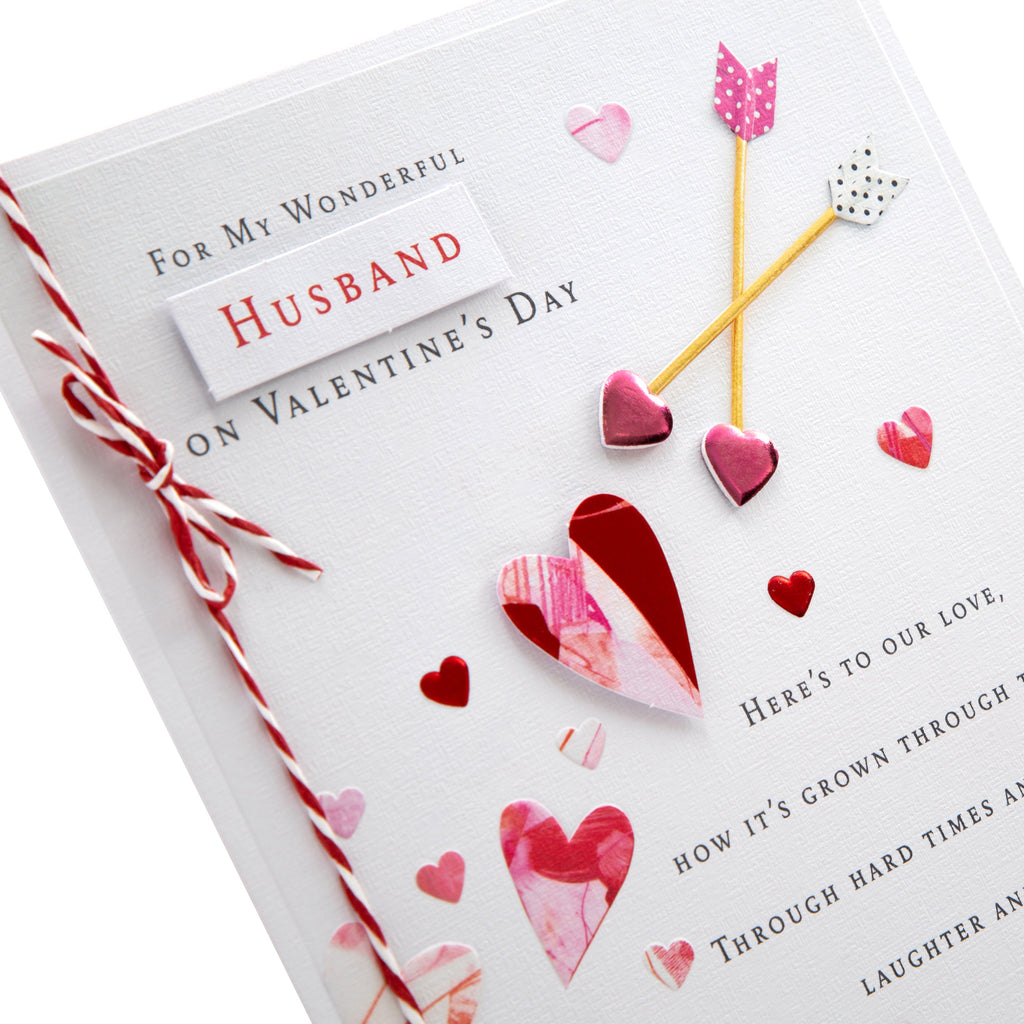 Valentine's Day Card for Husband - Traditional Heart and Arrows Design