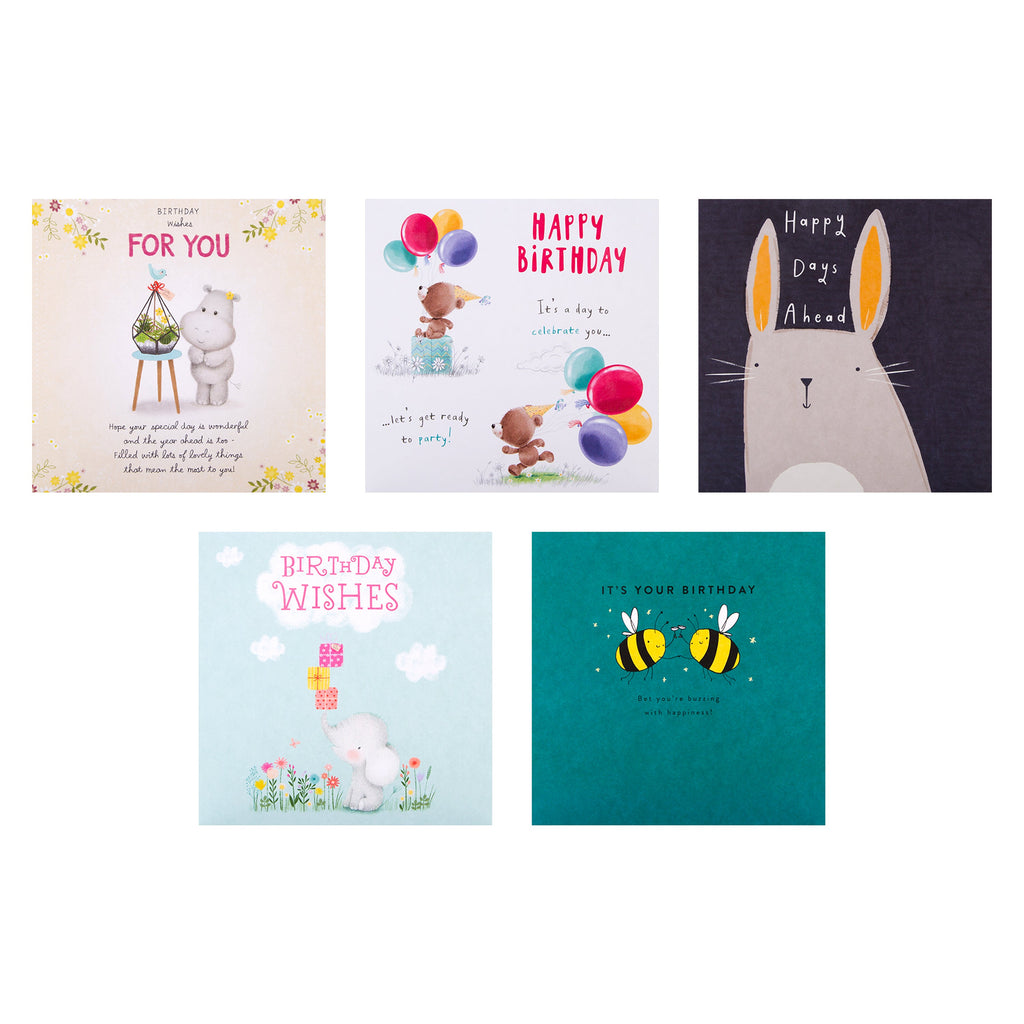 Birthday Cards -Multipack of 20 in 20 Cute Characters Designs