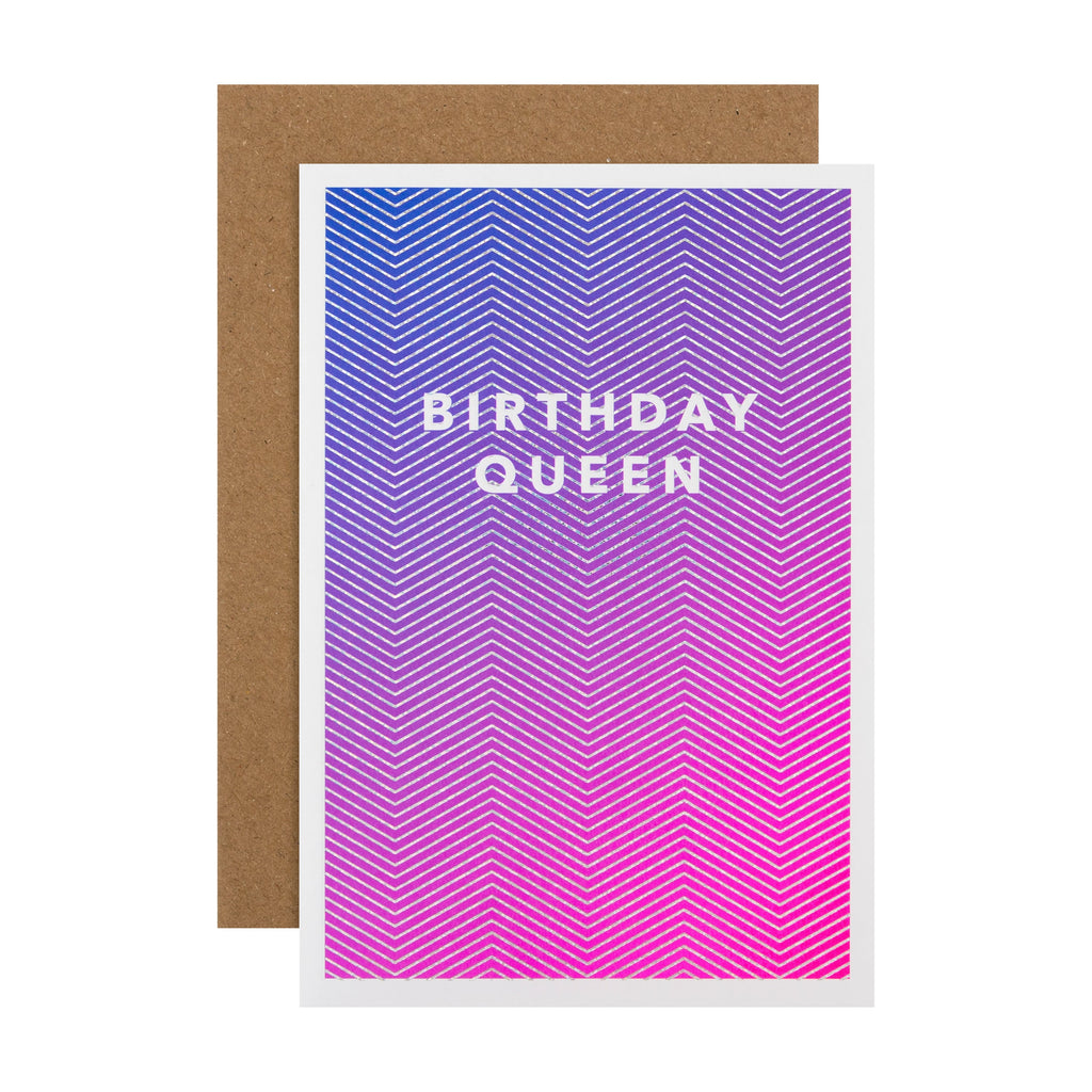Birthday Queen Card - Electric Parade Zigzag Design