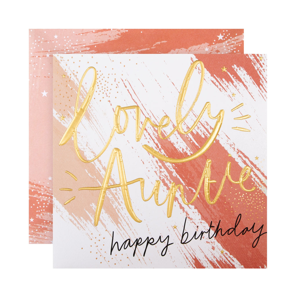 Birthday Card for Auntie - Contemporary Embossed Text Design