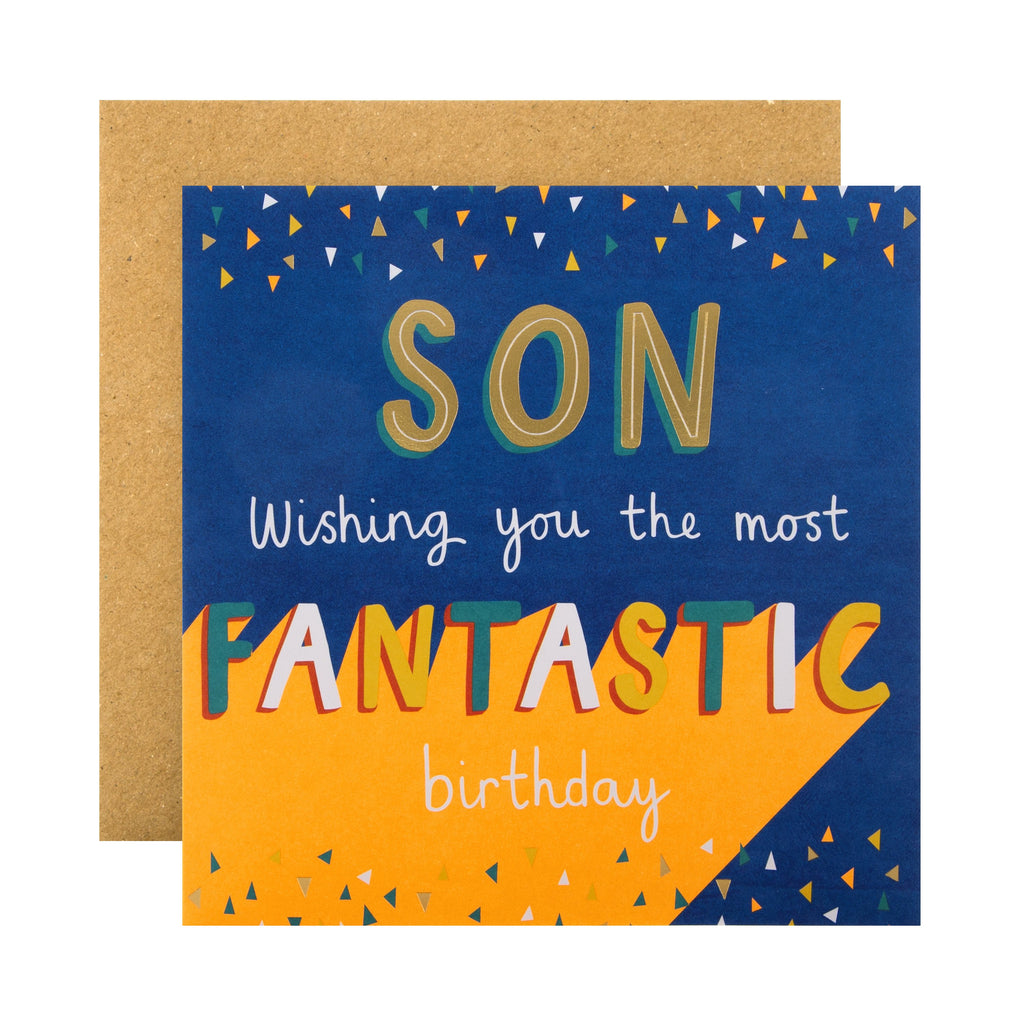 Birthday Card for Son -  Contemporary Text Based Design