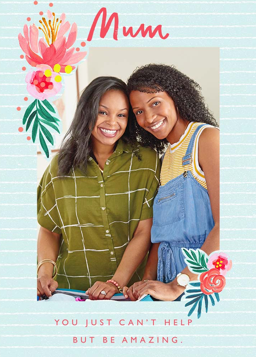 Personalised Traditional Window Flower For Mum Photo Card Hallmark