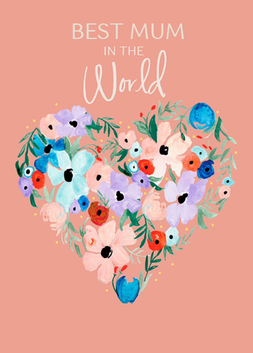 Personalised Best Mum In The World Heart Bouquet Card – Hallmark