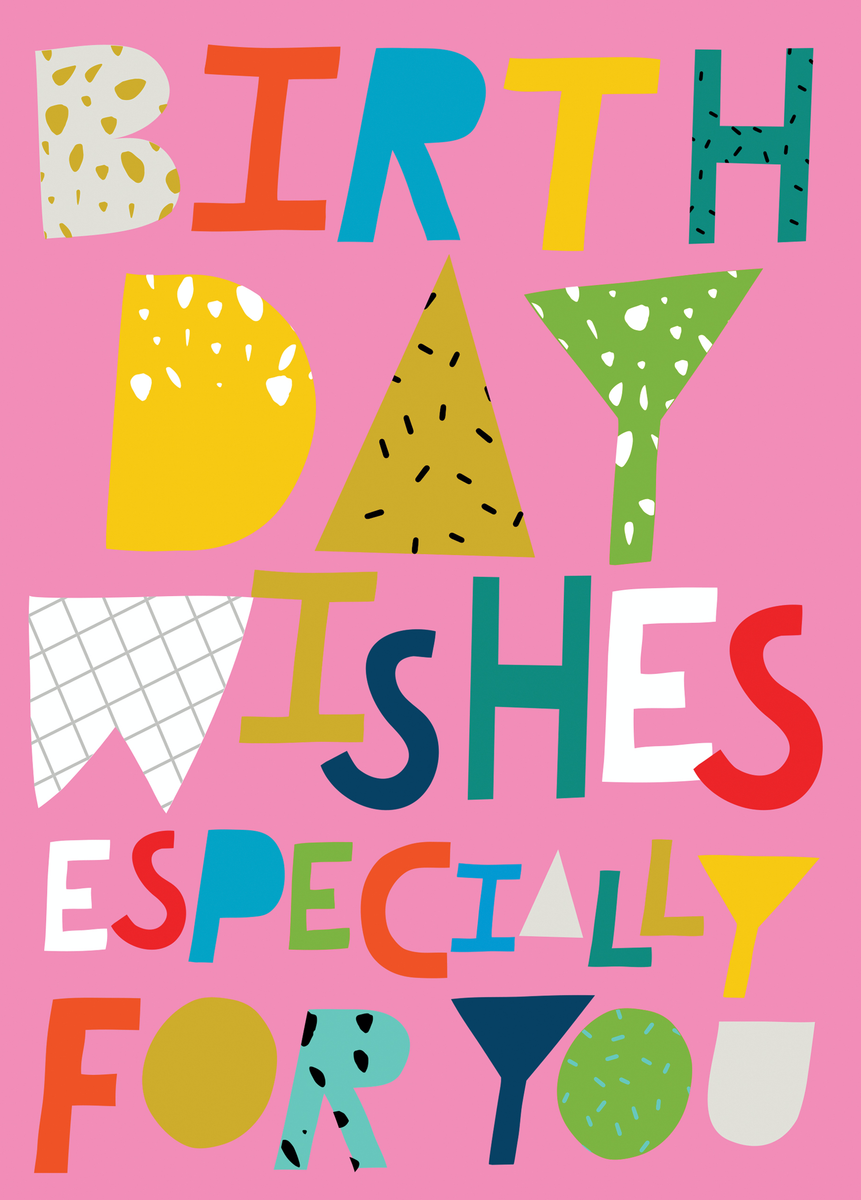 Personalised Typographic Birthday Wishes Card Hallmark