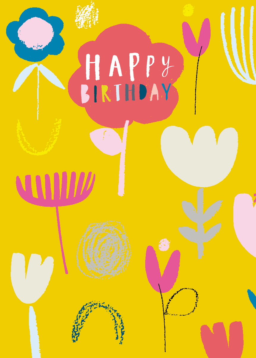 Personalised Colourful Floral Birthday Card Hallmark