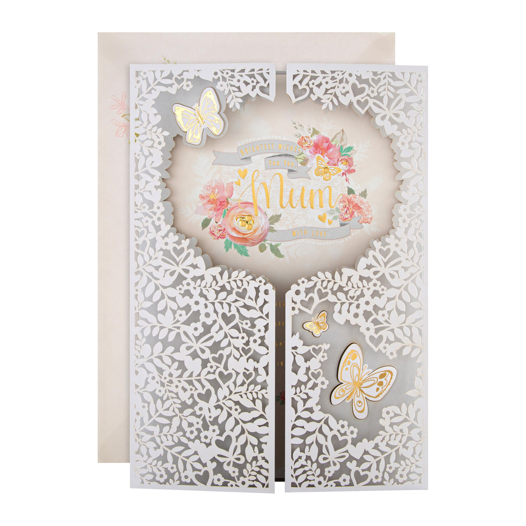 Recyclable Mother's Day Card for Mum - Laser-cut Design with Heartfelt Verse