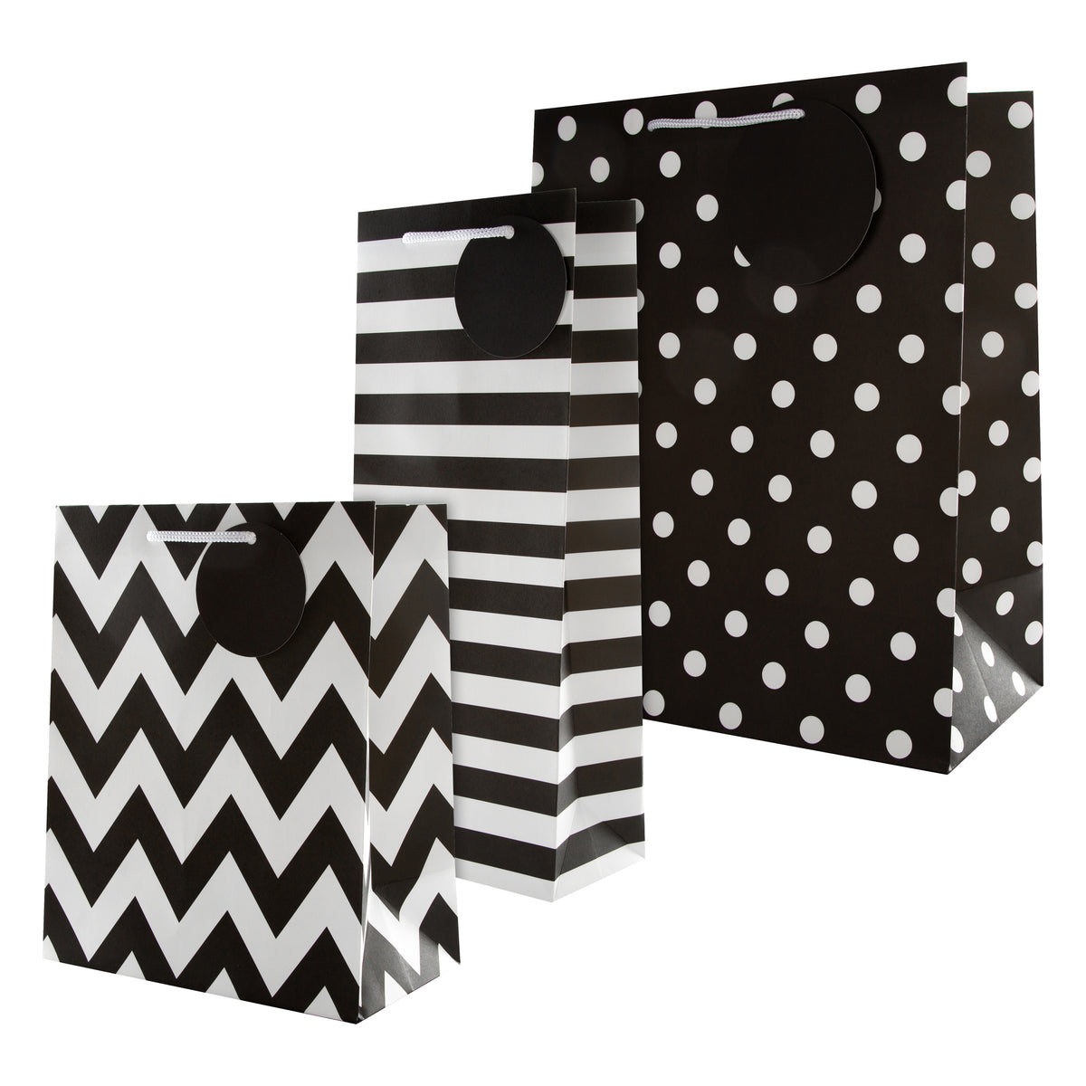 Any Occasion Gift Bag Pack 3 Bags in 3 Black Patterned Designs Hallmark