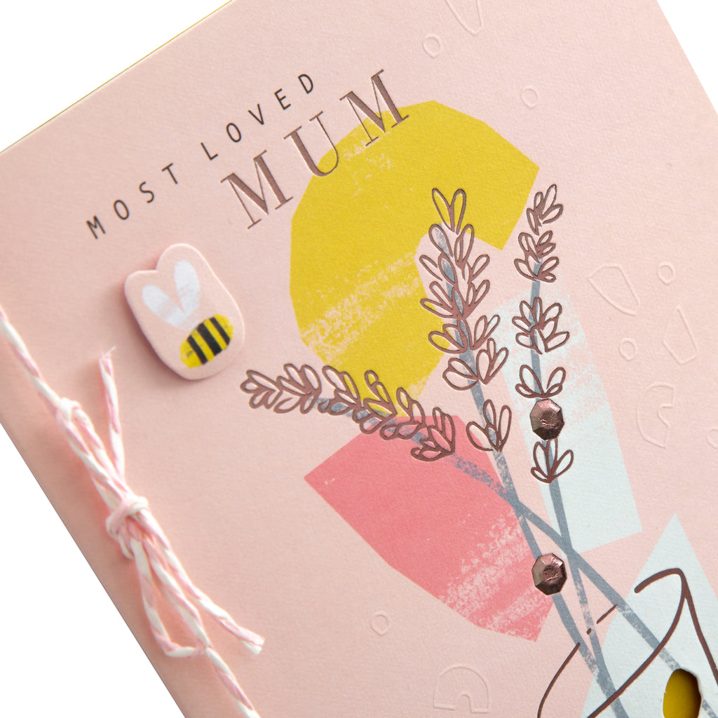 Recyclable Mother's Day Card for Mum - Floral Design with Bee Attachment