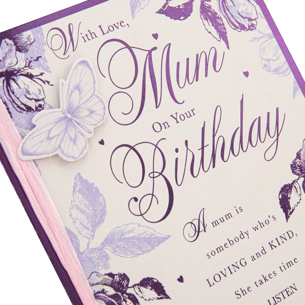 Birthday card for Mum - Purple Butterfly Design