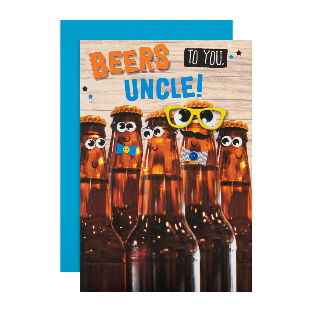 Birthday Card for Uncle - Beer Bottle Characters Design