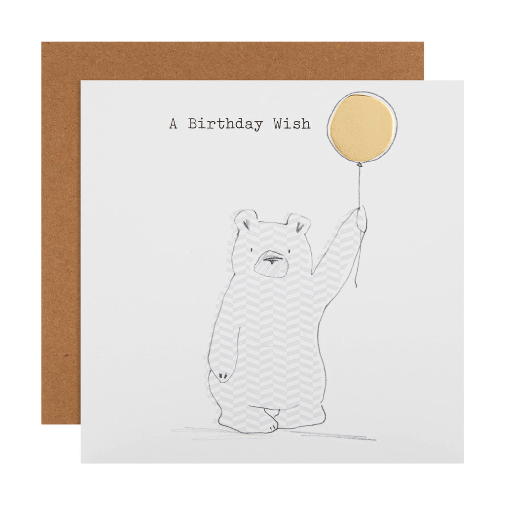Birthday Card - Cute White Bear Design