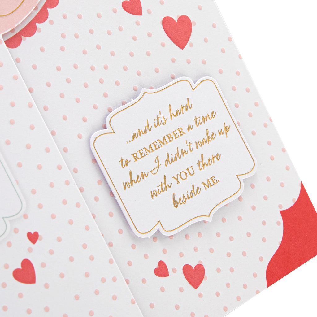 Birthday Card for Wife - Pink Floral & Hearts Design
