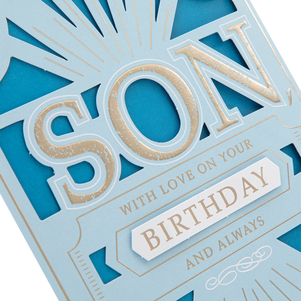 Birthday Card for Son - Blue Banner Design