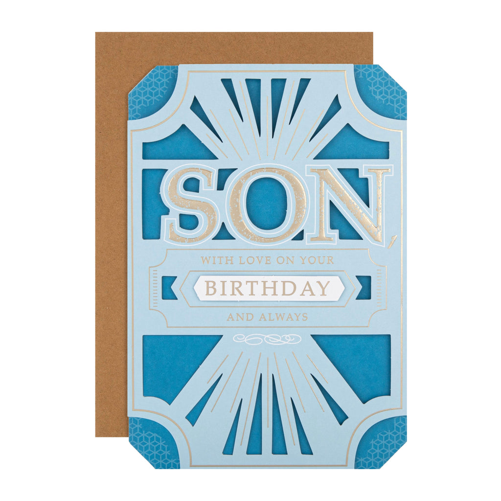 Birthday Card for Son - Blue Banner Design